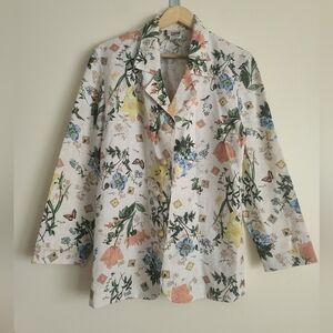Vintage Lucia linen blend floral blazer size 12